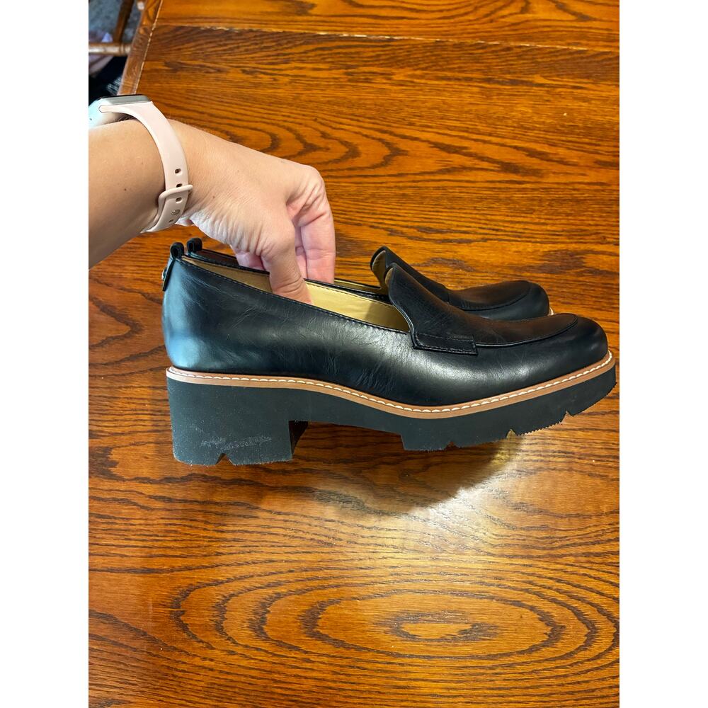 Naturalizer Darry Leather Lightweight Lug Sole Platform Loafer Black Sz 7.5 - Picture 3 of 7